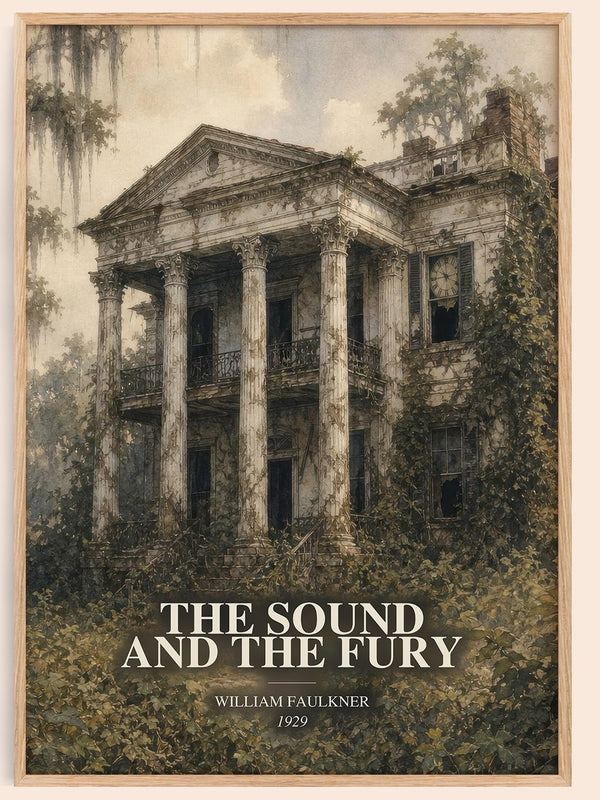 The Sound and the Fury watercolour book poster by William Faulkner – framed literary art print