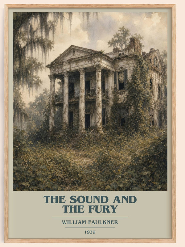 The Sound and the Fury book cover book poster by William Faulkner – framed literary art print