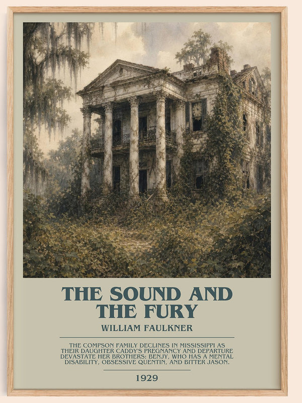The Sound and the Fury bookish book poster by William Faulkner – framed literary art print