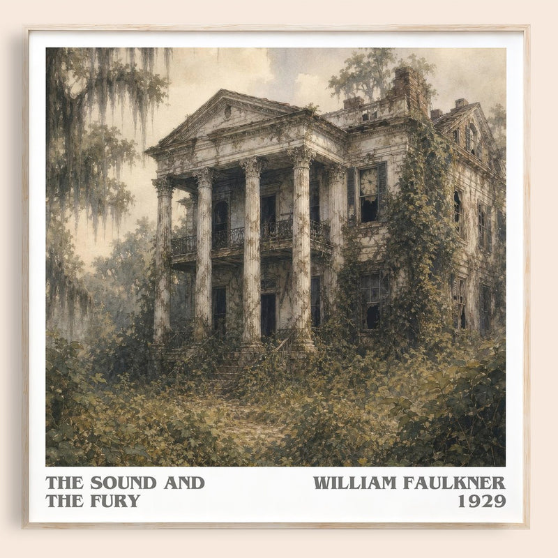 The Sound and the Fury literary book poster by William Faulkner – framed literary art print