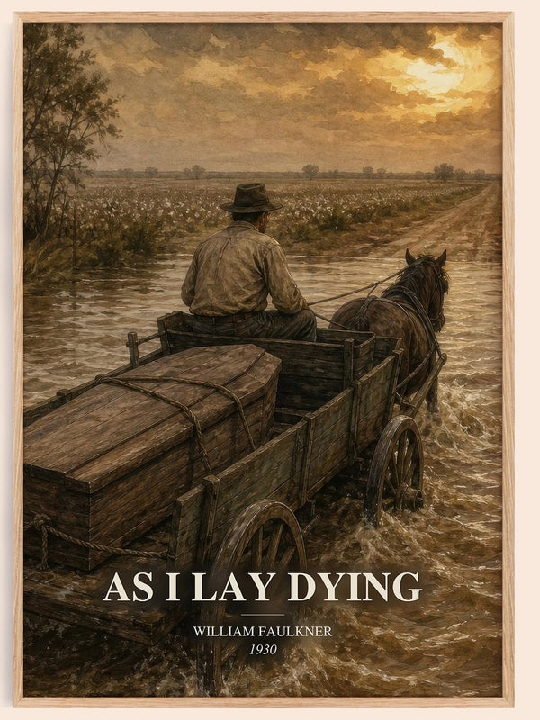 As I Lay Dying watercolour book poster by William Faulkner – framed literary art print