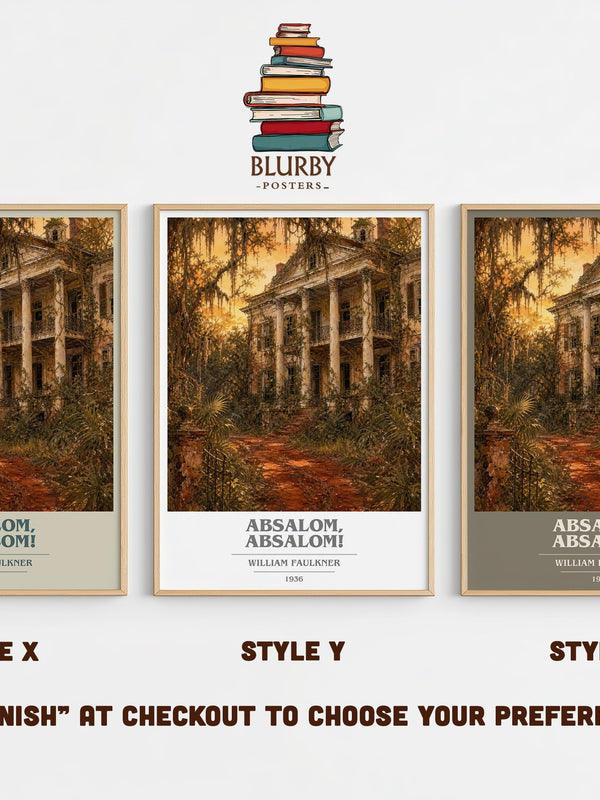 Absalom, Absalom! book cover print in frame leaning in hallway – gothic wall art