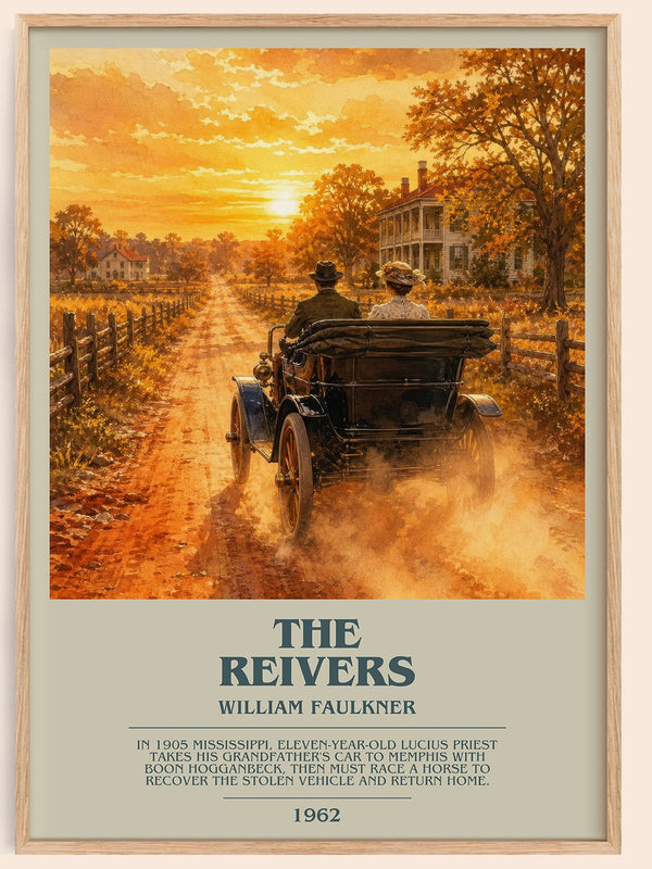 The Reivers bookish book poster by William Faulkner – framed literary art print