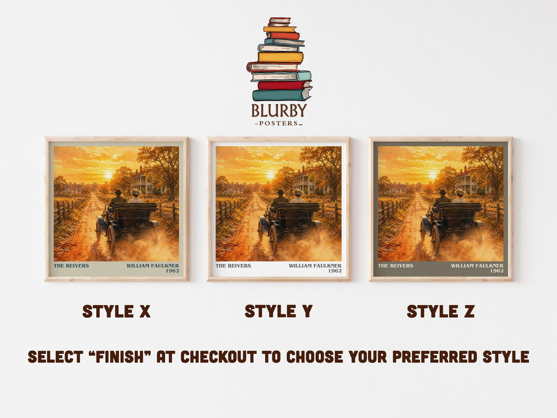 The Reivers literary print in frame leaning in hallway – literary fiction wall art (mockup)
