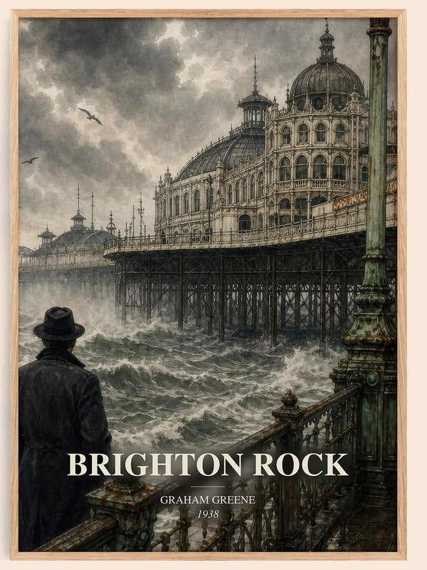 Brighton Rock watercolour book poster by Graham Greene – framed literary art print