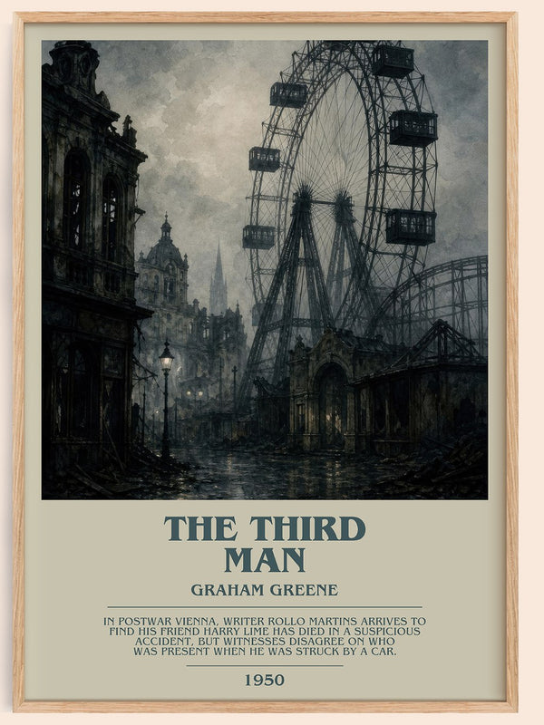 The Third Man bookish book poster by Graham Greene – framed literary art print