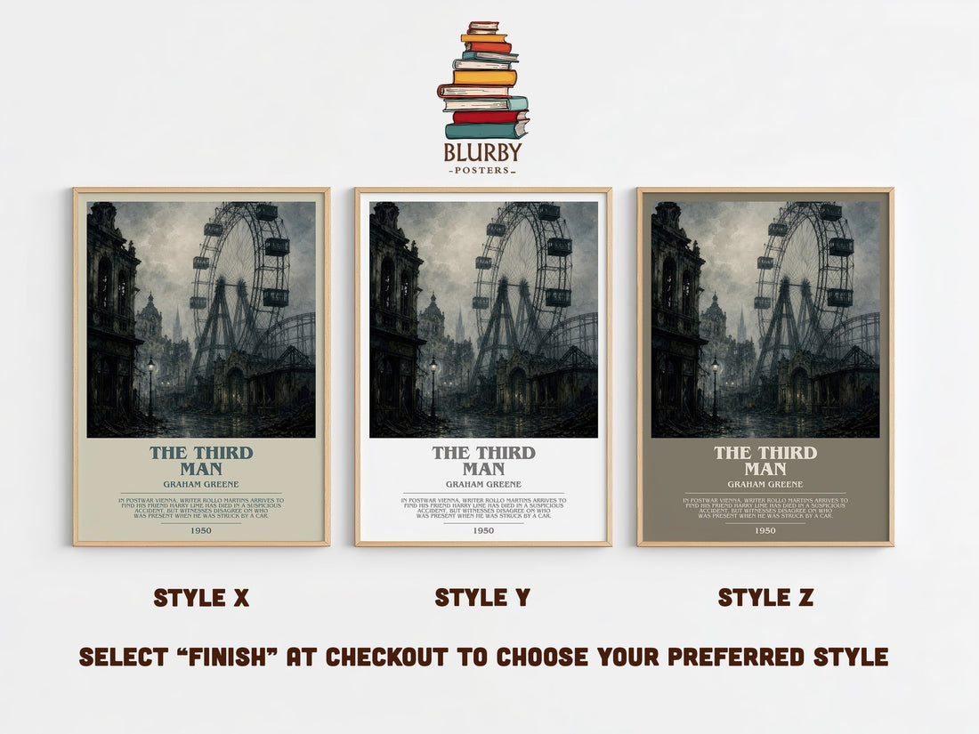 The Third Man bookish print in frame leaning in hallway – thriller wall art (mockup)