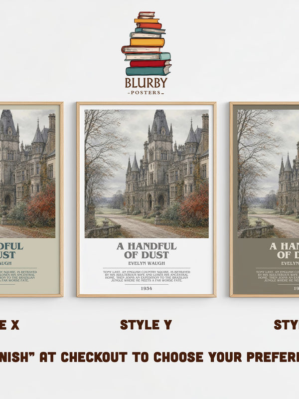 A Handful of Dust bookish print in frame leaning in hallway – satire wall art
