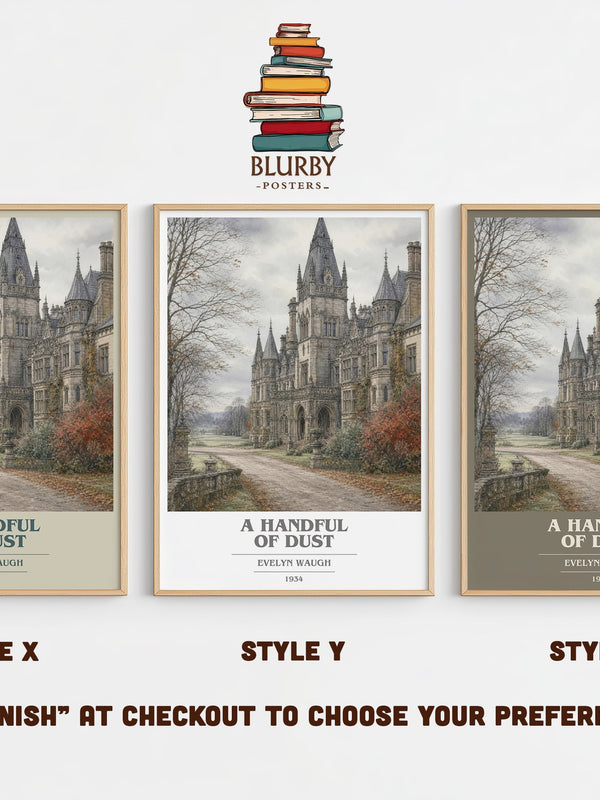 A Handful of Dust book cover print in frame leaning in hallway – satire wall art