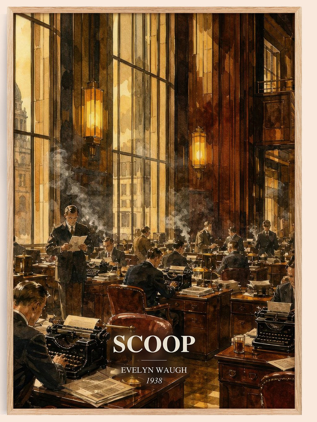 Scoop watercolour book poster by Evelyn Waugh – framed literary art print