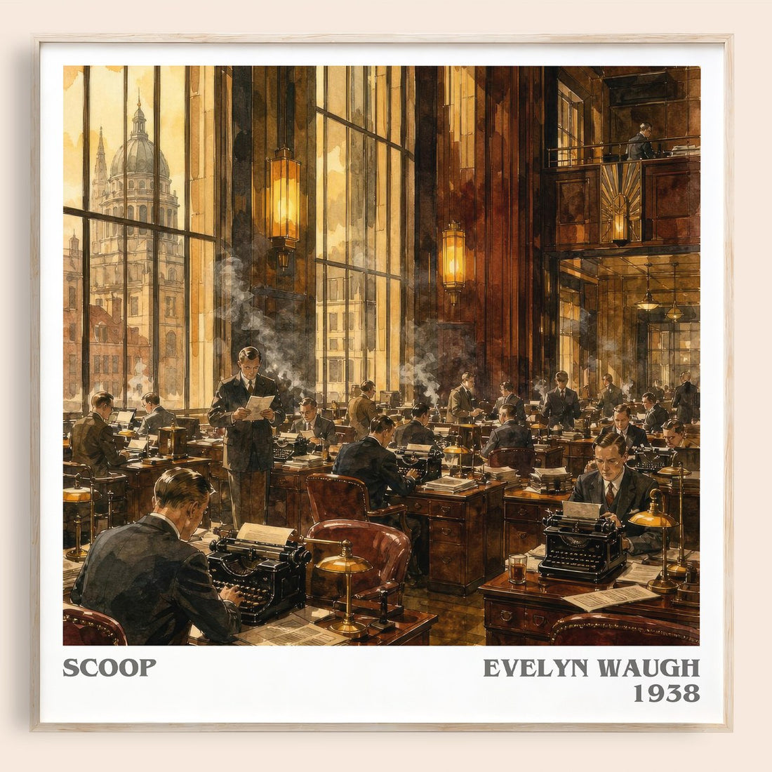 Scoop literary book poster by Evelyn Waugh – framed literary art print