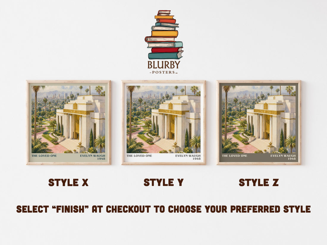 The Loved One literary print in frame leaning in hallway – satire wall art (mockup)