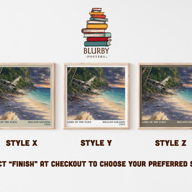 Lord of the Flies literary print in frame leaning in hallway – classic literature wall art