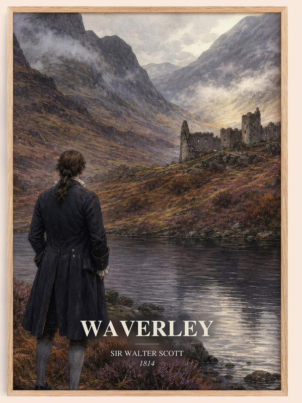 Waverley watercolour book poster by Sir Walter Scott – framed literary art print