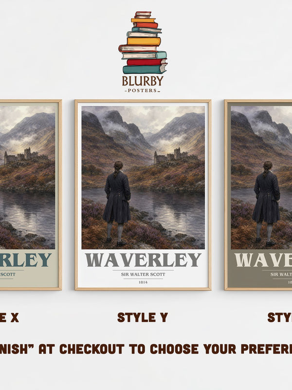 Waverley book cover print in frame leaning in hallway – historical fiction wall art