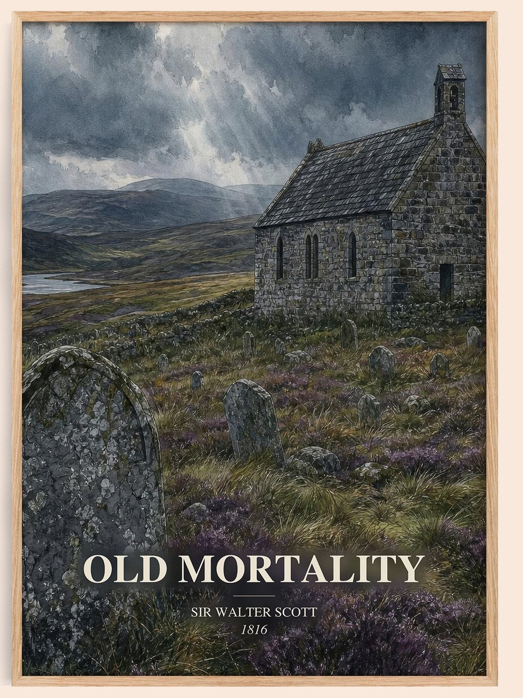 Old Mortality watercolour book poster by Sir Walter Scott – framed literary art print