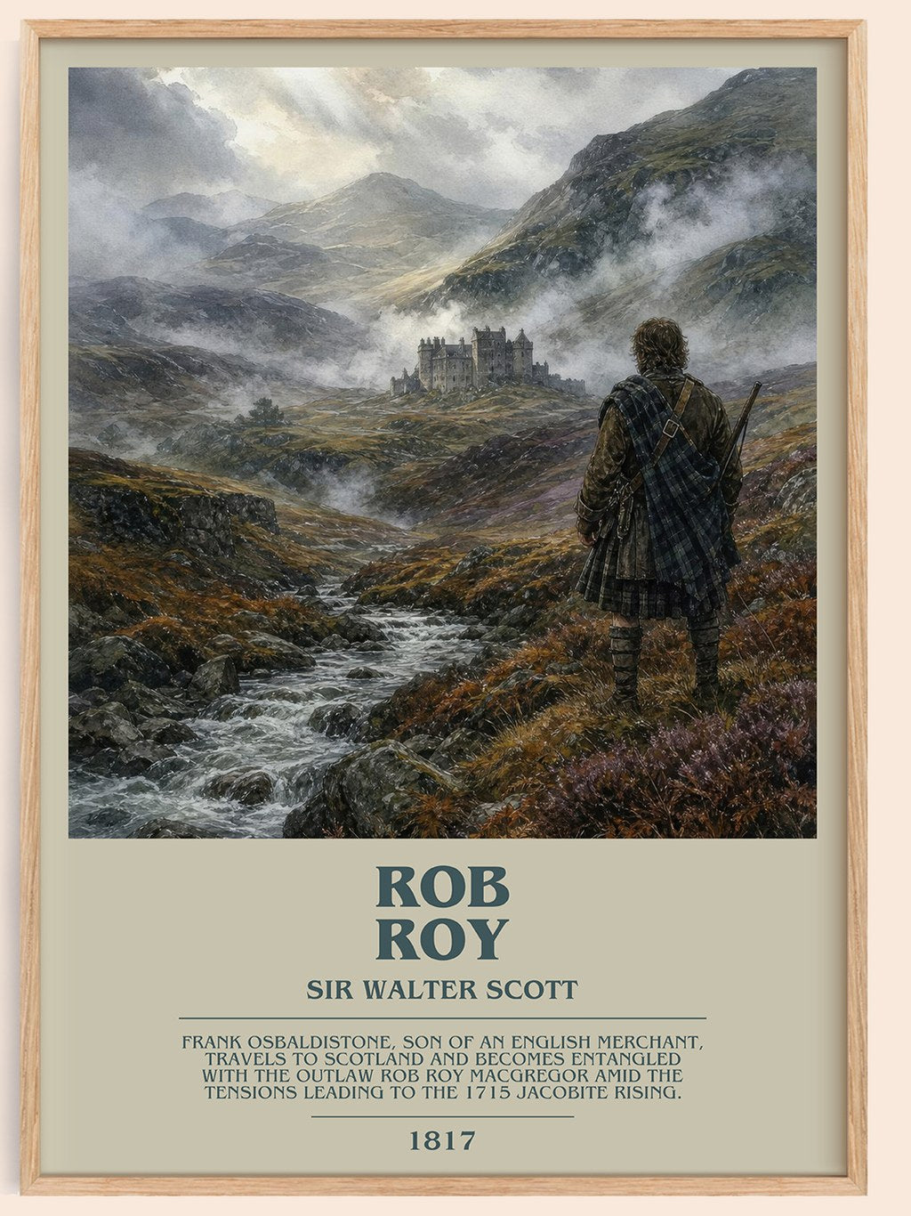 Rob Roy bookish book poster by Sir Walter Scott – framed literary art print
