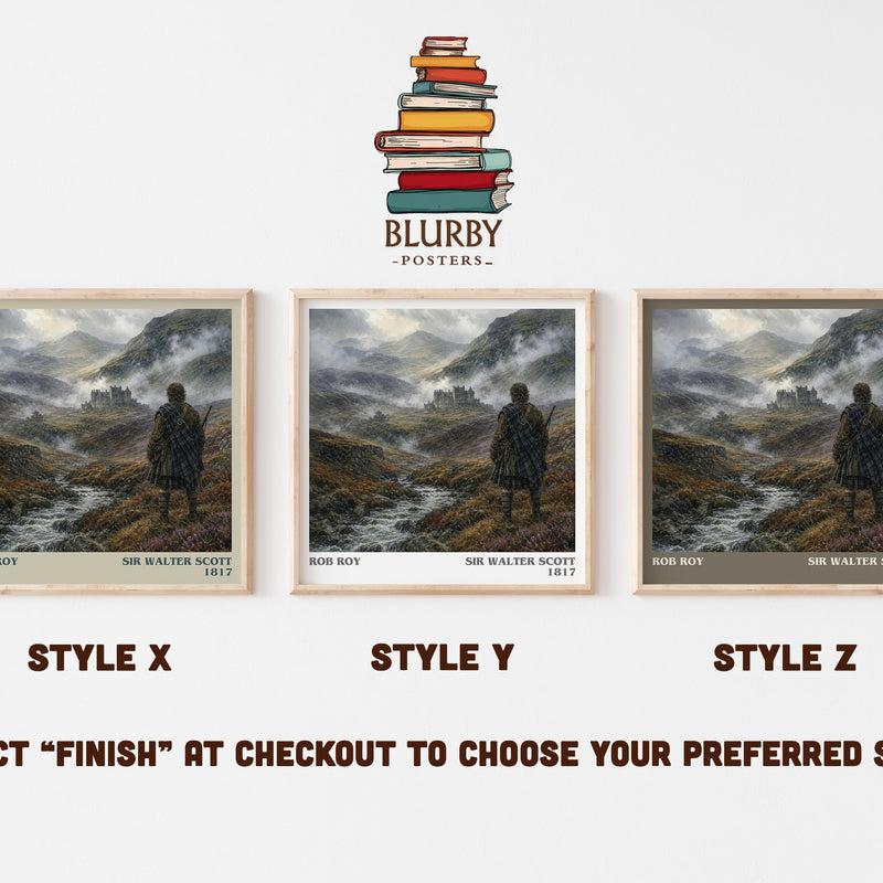 Rob Roy literary print in frame leaning in hallway – historical fiction wall art