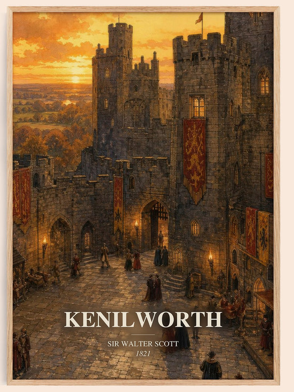 Kenilworth watercolour book poster by Sir Walter Scott – framed literary art print