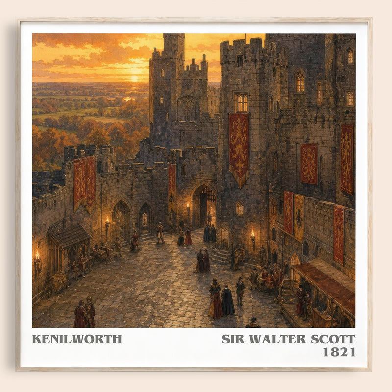 Kenilworth literary book poster by Sir Walter Scott – framed literary art print