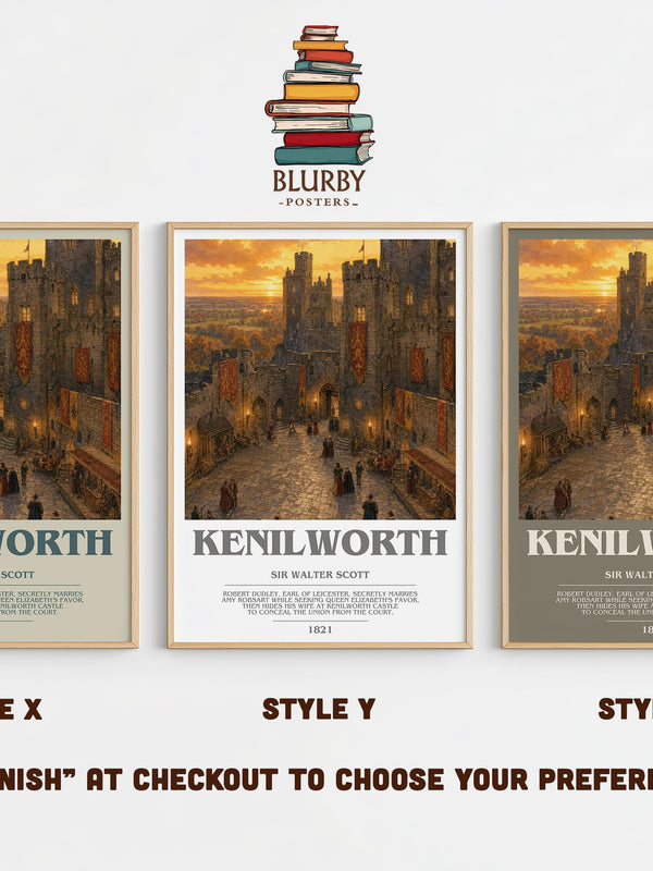 Kenilworth bookish print in frame leaning in hallway – historical fiction wall art
