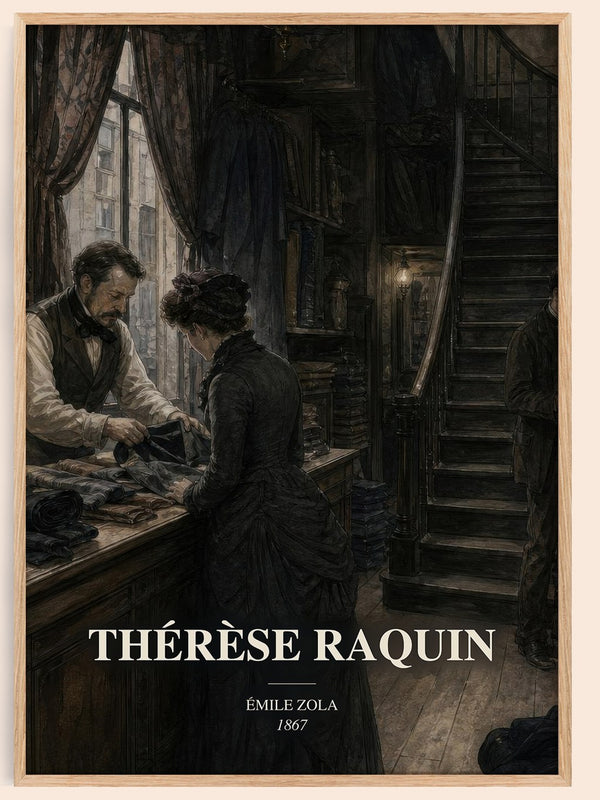 Thérèse Raquin watercolour book poster by Émile Zola – framed literary art print