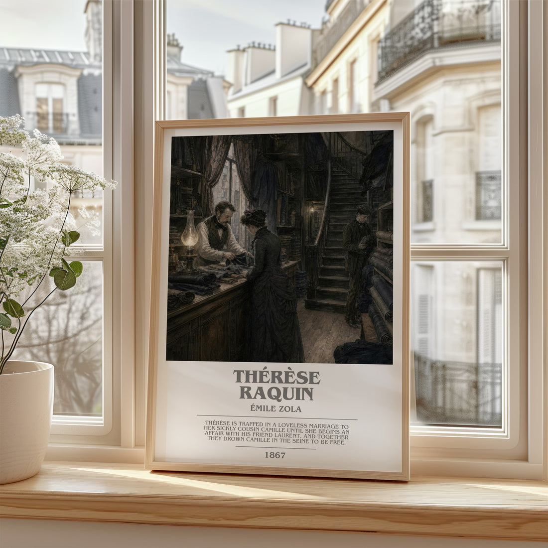 Thérèse Raquin bookish poster colour and style options – Émile Zola book art (mockup)