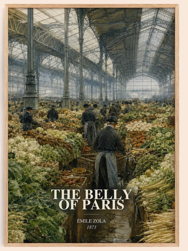 The Belly of Paris watercolour book poster by Émile Zola – framed literary art print