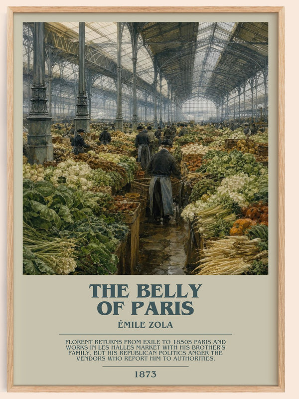 The Belly of Paris bookish book poster by Émile Zola – framed literary art print