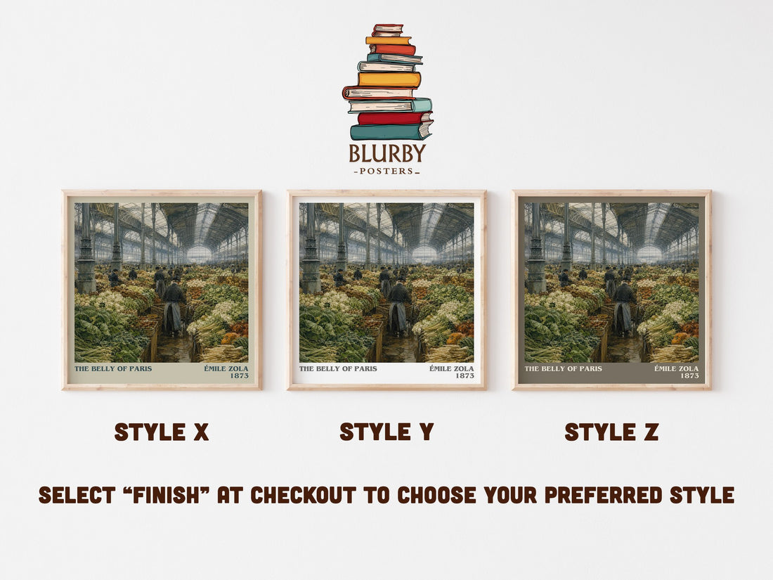 The Belly of Paris literary print in frame leaning in hallway – literary fiction wall art (mockup)