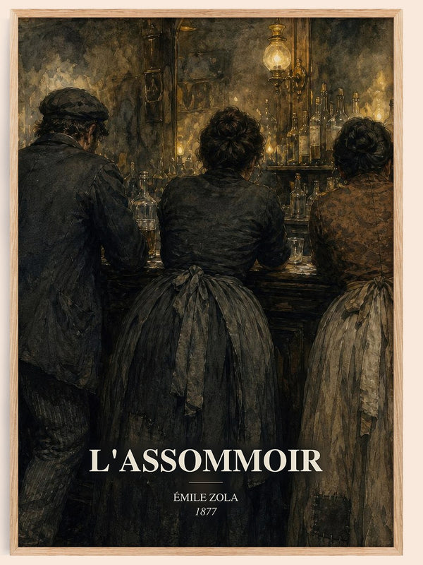 L'Assommoir watercolour book poster by Émile Zola – framed literary art print