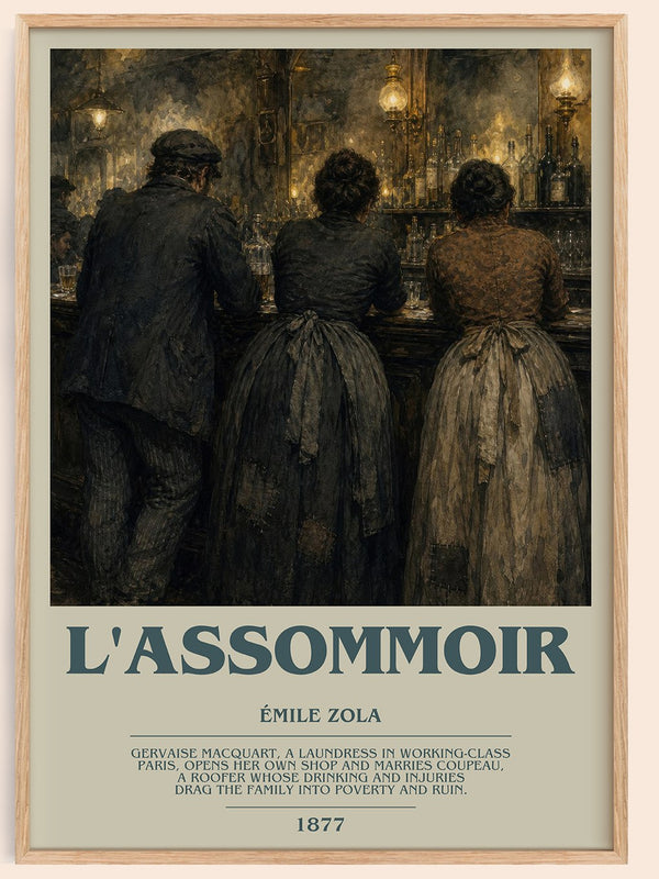 L'Assommoir bookish book poster by Émile Zola – framed literary art print