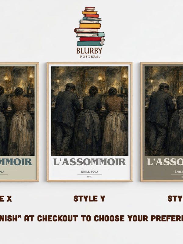 L'Assommoir book cover print in frame leaning in hallway – classic literature wall art