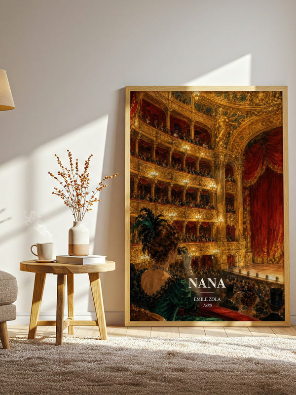 Nana watercolour print in frame leaning in hallway – classic literature wall art