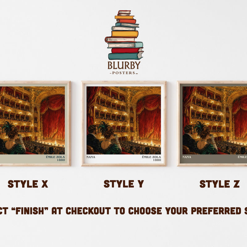 Nana literary print in frame leaning in hallway – classic literature wall art