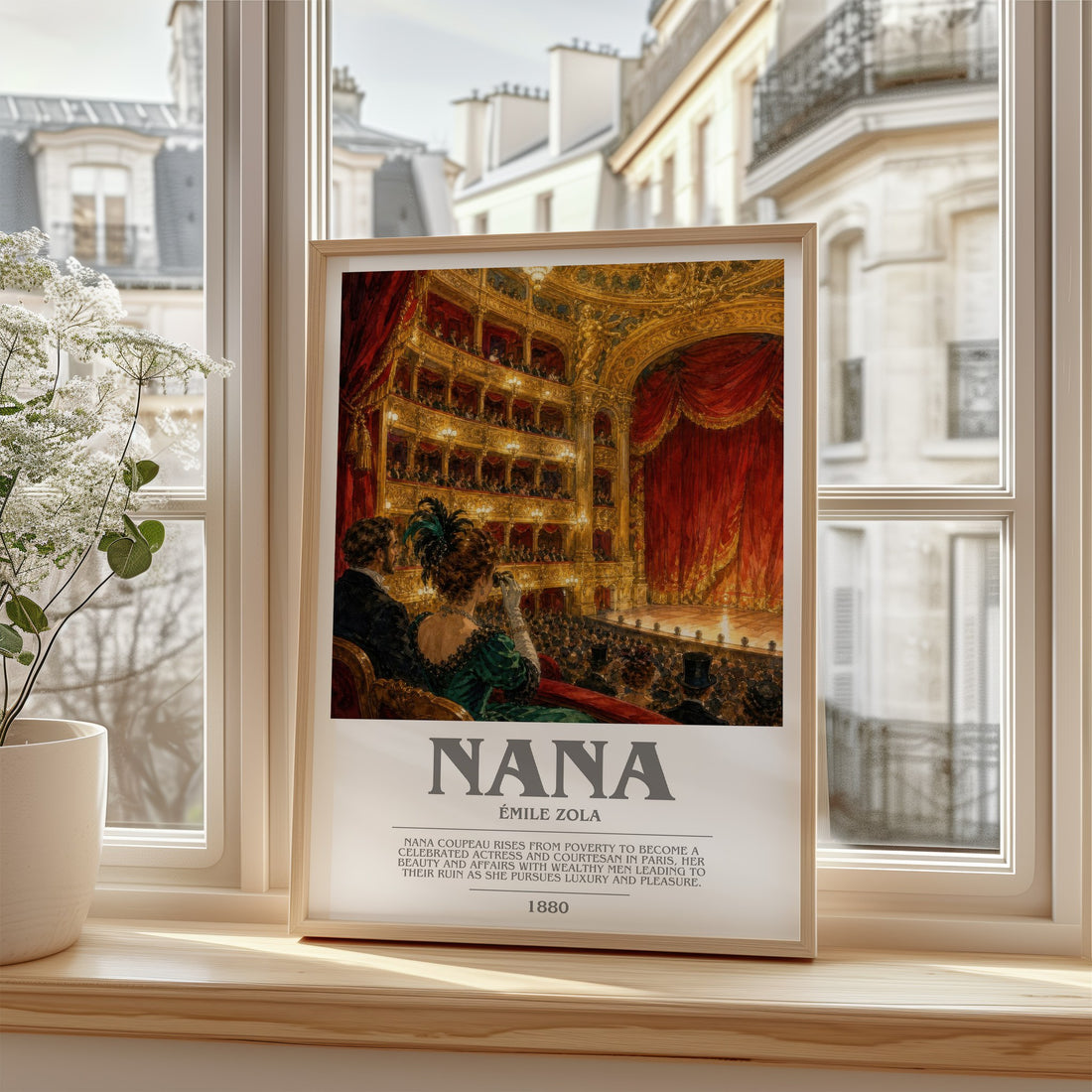 Nana bookish poster colour and style options – Émile Zola book art (mockup)