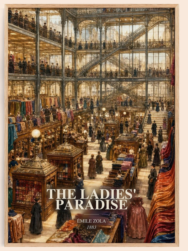 The Ladies' Paradise watercolour book poster by Émile Zola – framed literary art print