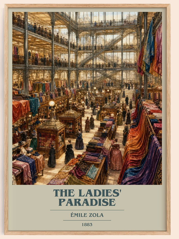 The Ladies' Paradise book cover book poster by Émile Zola – framed literary art print