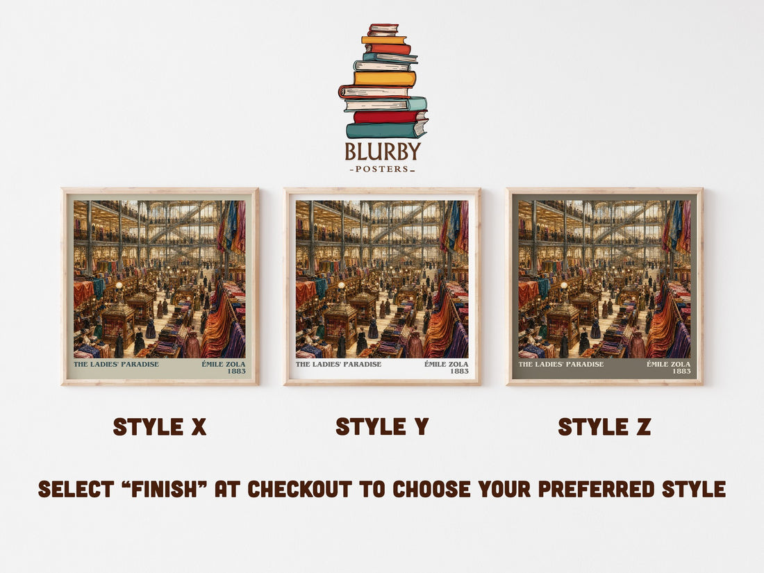 The Ladies' Paradise literary print in frame leaning in hallway – classic literature wall art (mockup)