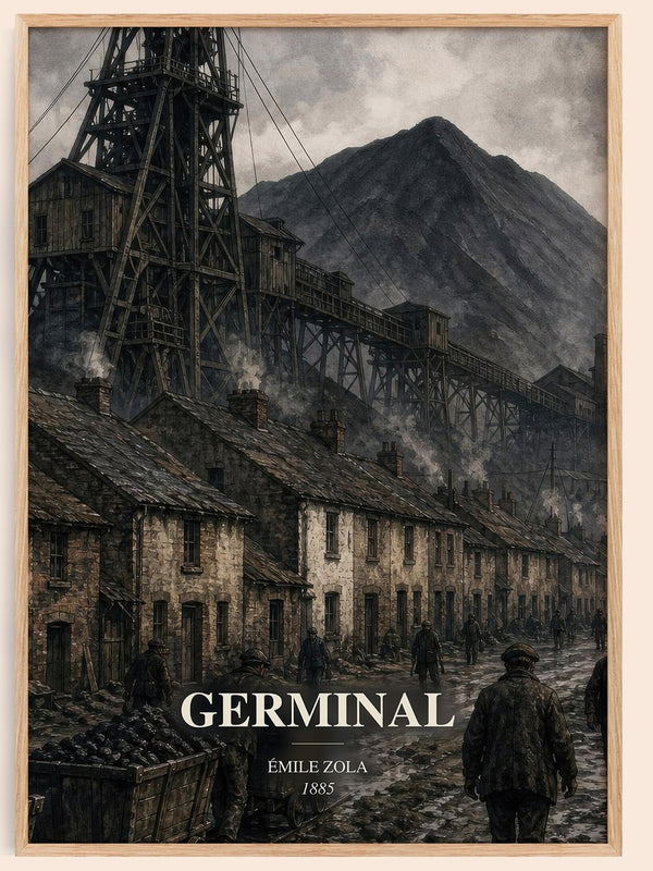 Germinal watercolour book poster by Émile Zola – framed literary art print