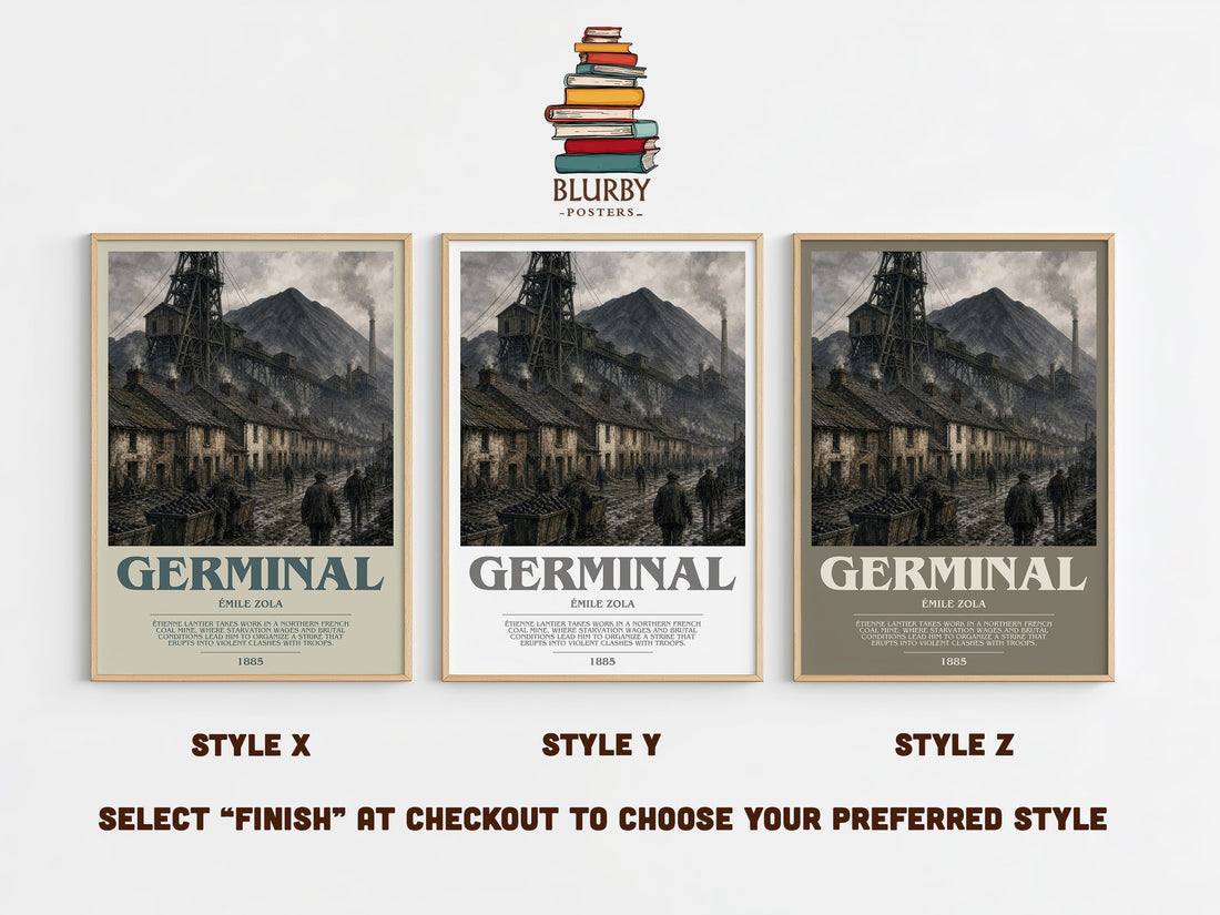 Germinal bookish print in frame leaning in hallway – classic literature wall art (mockup)
