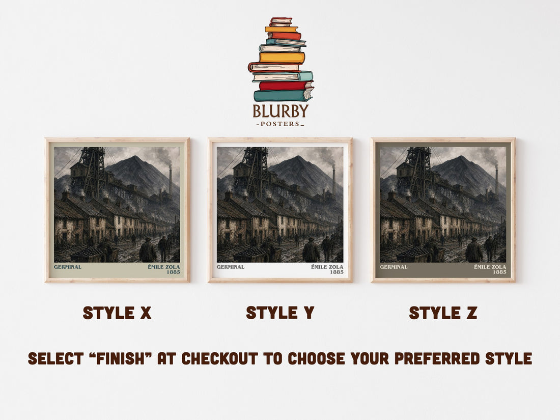 Germinal literary print in frame leaning in hallway – classic literature wall art (mockup)