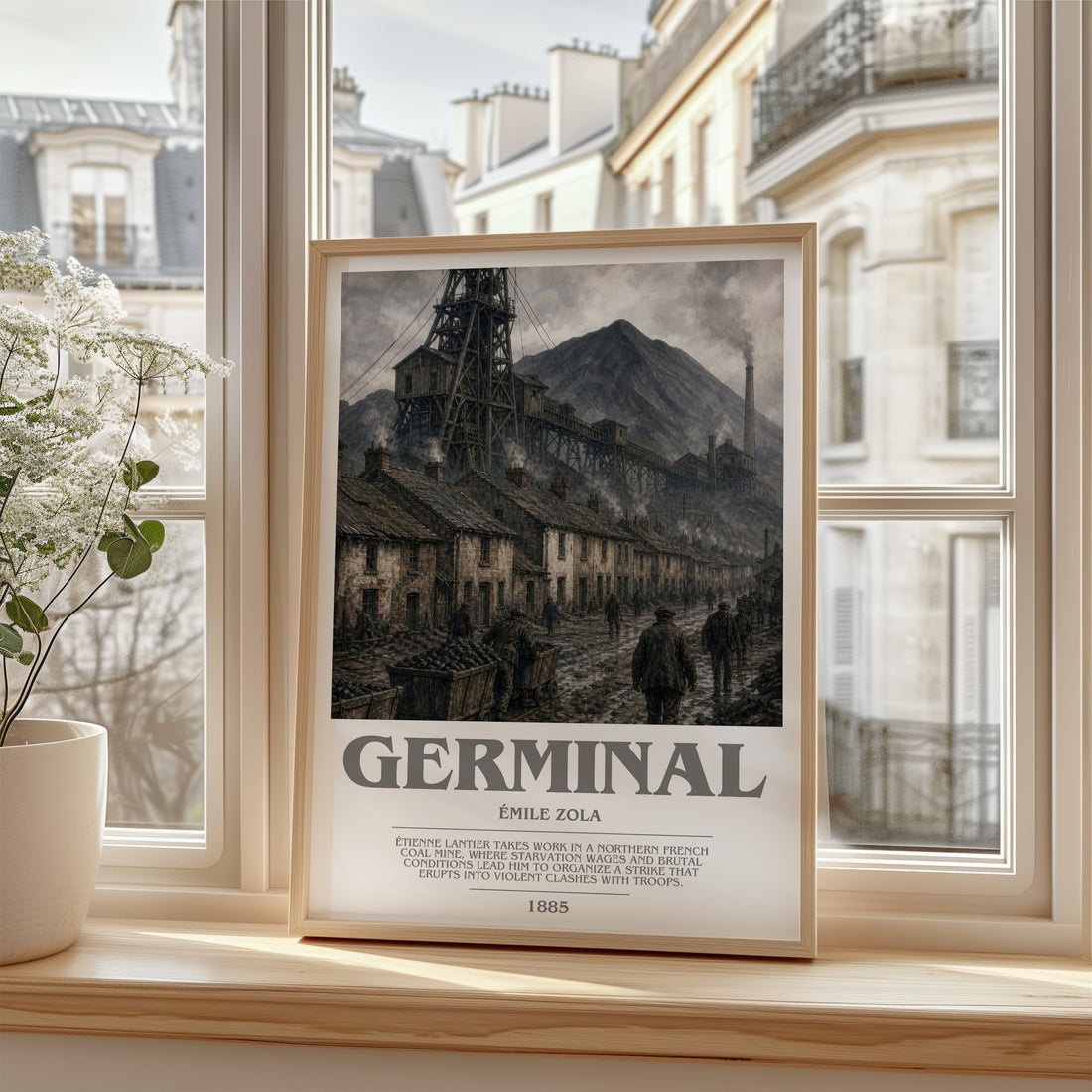 Germinal bookish poster colour and style options – Émile Zola book art (mockup)