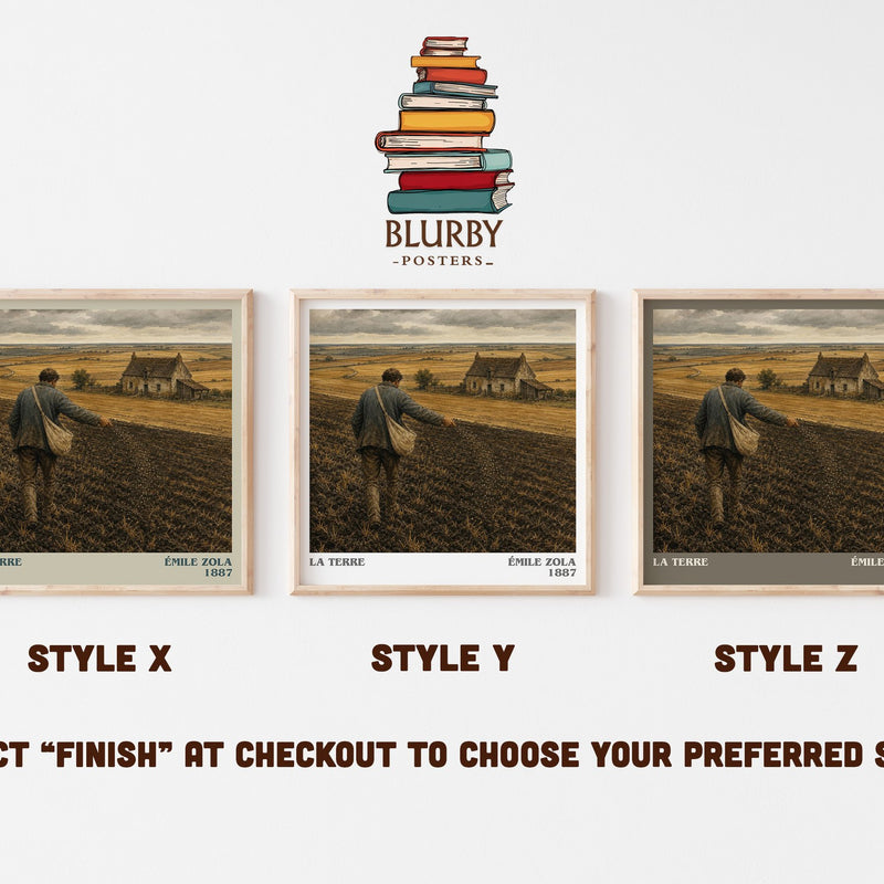 La Terre literary print in frame leaning in hallway – literary fiction wall art