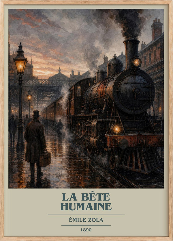 La Bête Humaine Book Cover Poster by Émile Zola