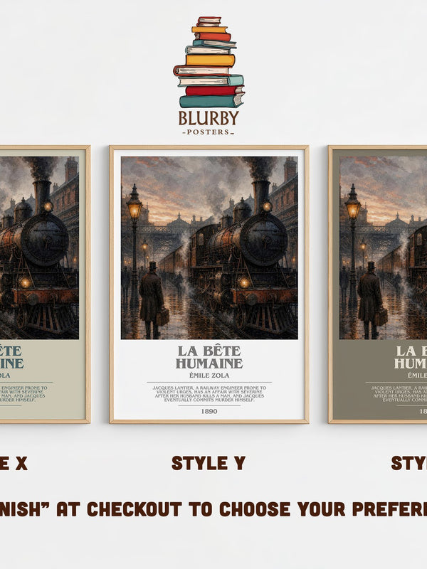 La Bête Humaine bookish print in frame leaning in hallway – classic literature wall art