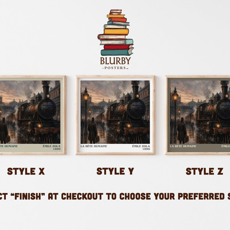 La Bête Humaine literary print in frame leaning in hallway – classic literature wall art