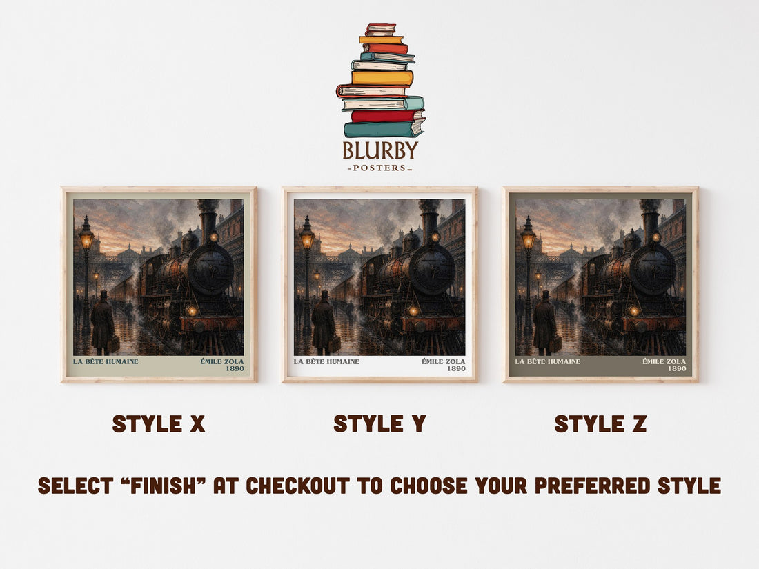 La Bête Humaine literary print in frame leaning in hallway – classic literature wall art (mockup)