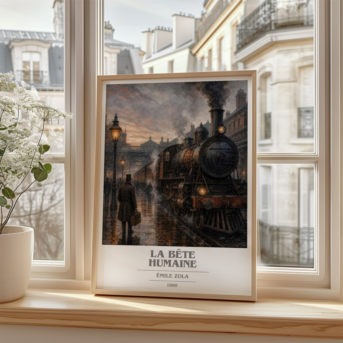 La Bête Humaine book cover poster colour and style options – Émile Zola book art (mockup)