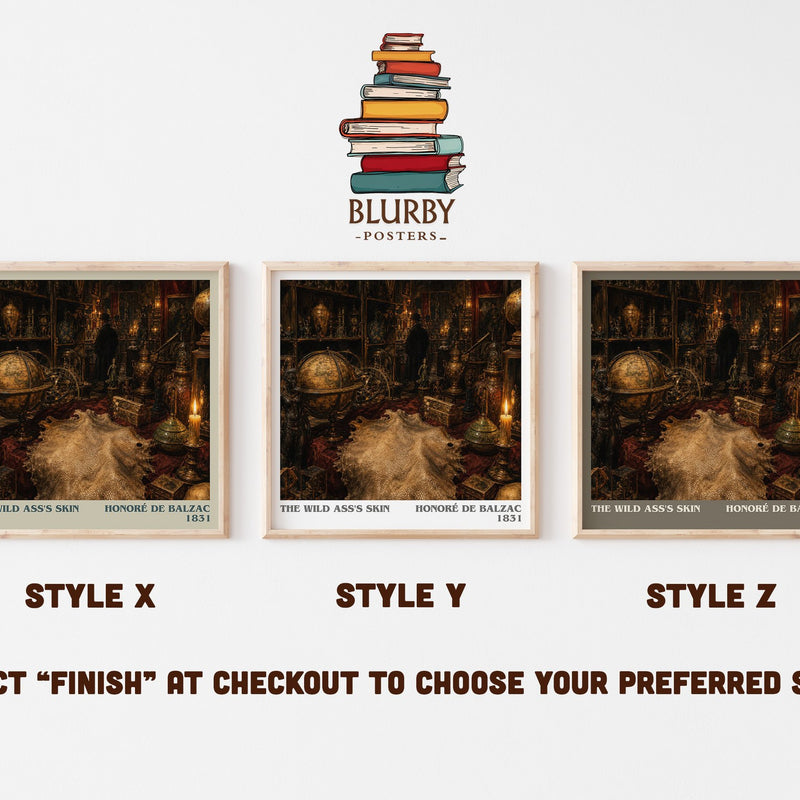 The Wild Ass's Skin literary print in frame leaning in hallway – literary fiction wall art